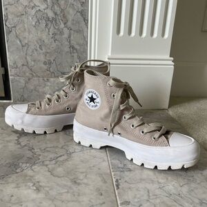 Converse High Top Lug-Sole Sneakers in Taupe